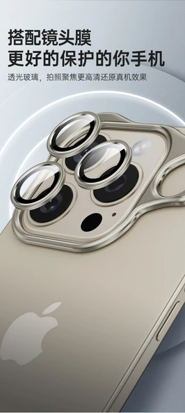 iPhone 14 Pro Siyah Metal Tamponlu Lens Korumalı Telefon Kılıfı - 7