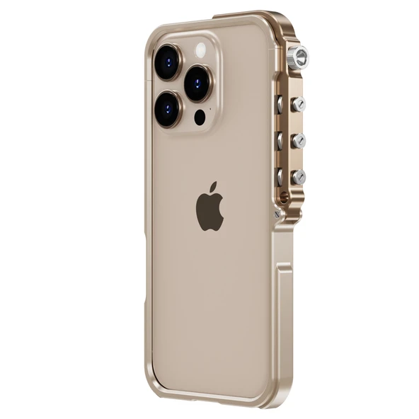 iPhone 16 Metal Mekanik Kol Serisi Telefon Kılıfı - Altın - 2