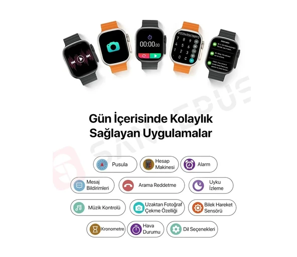Smart Watch H11 ULTA 49mm Metal Kasa Akıllı Saat Çift Kordonlu Vidalı - 2