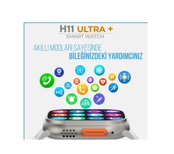 Smart Watch H11 ULTA 49mm Metal Kasa Akıllı Saat Çift Kordonlu Vidalı - 3