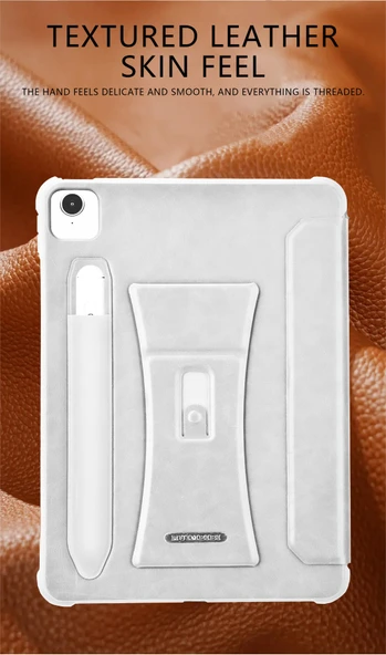 iPad Air 13 2024 Kılıf - Gri, Manyetik Standlı, Hava Yastıklı, Kart Yuvalı - 6