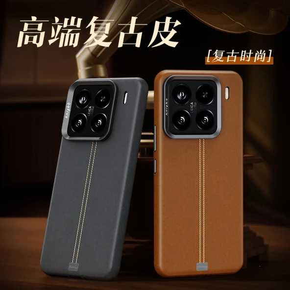 Xiaomi 14 Uyumlu Premium Deri Manyetik Kılıf - Gri - 2