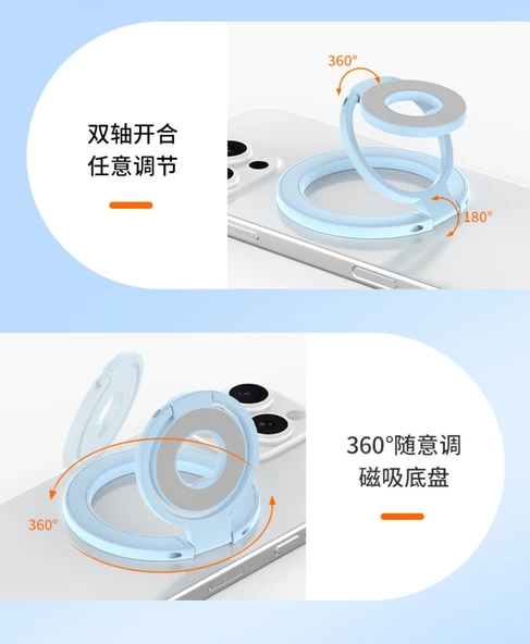Manyetik Telefon Yüzük Tutucu - Mor - 360° Dönebilen - Magsafe Uyumlu - 11