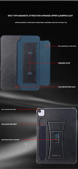 iPad Air13 2024 10.9 inç Mavi Manyetik Standlı Darbe Emici Kart Yuvalı Koruyucu Kılıf - 8