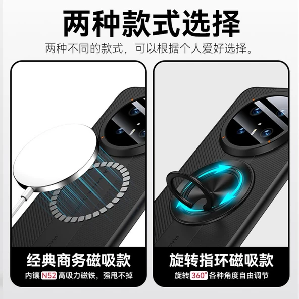Huawei Mate 60 Pro Siyah Manyetik Halka Tutuculu Porsche Serisi Koruyucu Telefon Kılıfı - 4