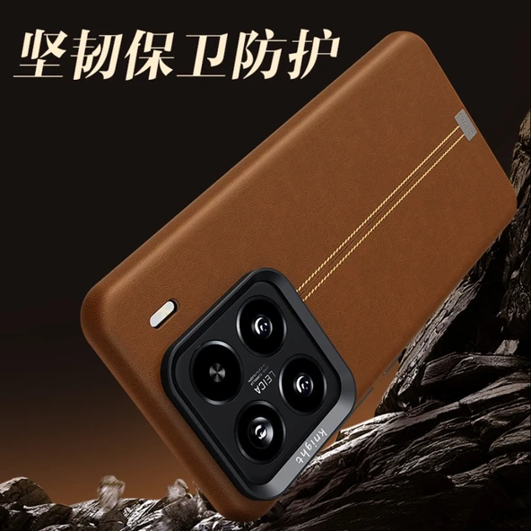 Xiaomi 14 Uyumlu Premium Deri Manyetik Kılıf - Gri - 6