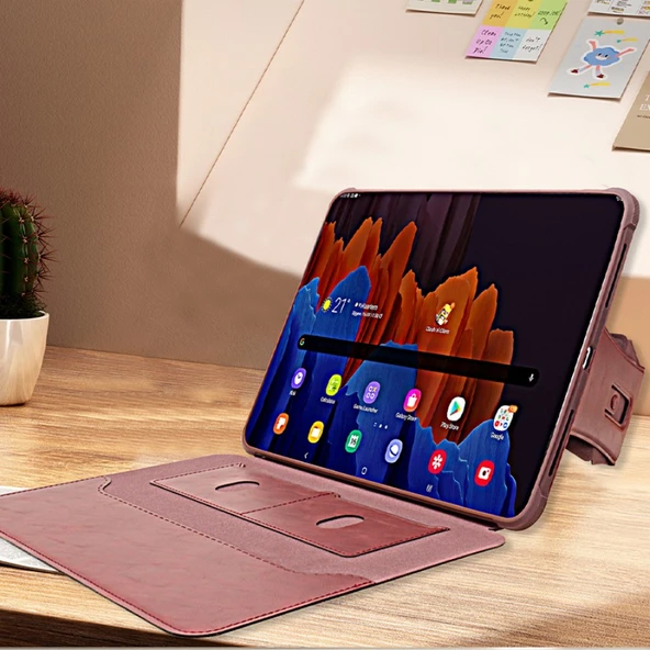 iPad Air 13 2024 Kılıf - Kırmızı, Manyetik Standlı, Hava Yastıklı, Kart Yuvalı - 4