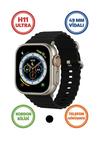Smart Watch H11 ULTA 49mm Metal Kasa Akıllı Saat Çift Kordonlu Vidalı
