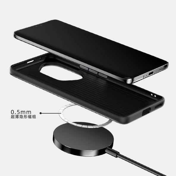 HONOR 300 Pro 6D Mikro Rölyef Manyetik Koruyucu Telefon Kılıfı - Siyah Altın - 7