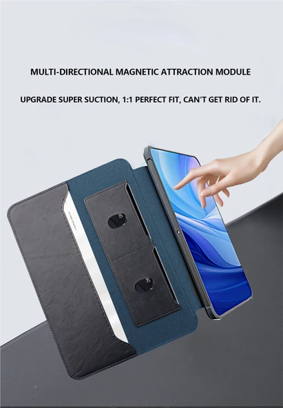iPad Air13 2024 10.9 inç Mavi Manyetik Standlı Darbe Emici Kart Yuvalı Koruyucu Kılıf - 9