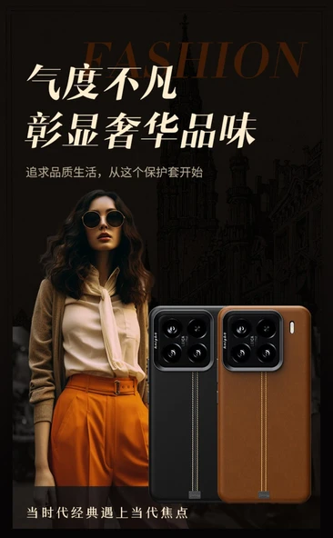 Xiaomi 14 Uyumlu Premium Deri Manyetik Kılıf - Gri - 10