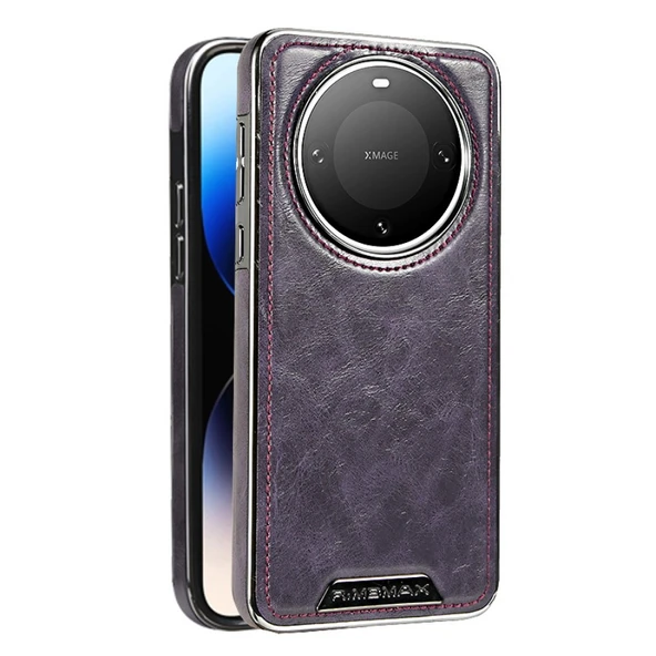 Huawei Mate70pro/Mate70pro+ Manyetik Mat Elektrokaplama Deri Desenli Telefon Kılıfı - Mor
