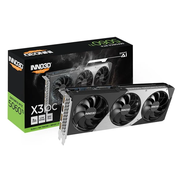 Inno3D GeForce RTX5060Ti 8GB Twin X3 OC 128Bit GDDR7 Ekran Kartı N506T3-08D7X-193075L