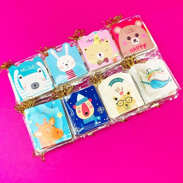 5 adet Karışık Sevimli Hayvanlar Mesaj/Tebrik Kartı - 2