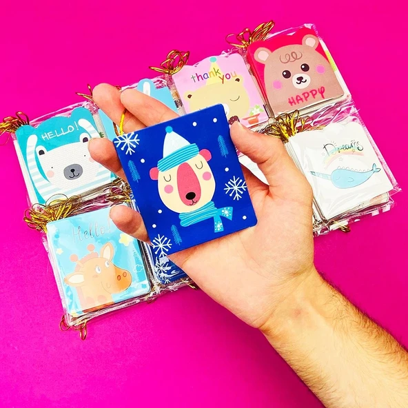 5 adet Karışık Sevimli Hayvanlar Mesaj/Tebrik Kartı - 5