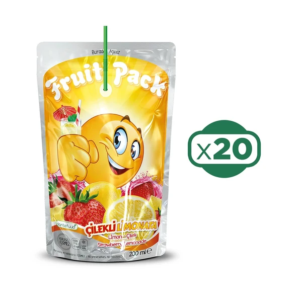 Fruit Pack Çilekli Limonata 200 ml x 20 Adet