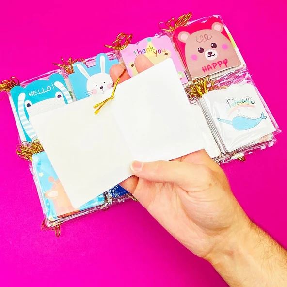 5 adet Karışık Sevimli Hayvanlar Mesaj/Tebrik Kartı - 3