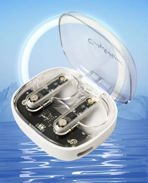 TWS Şeffaf Tasarımlı Bluetooth 5.3 Kulaklık - Beyaz+Şeffaf 51.7x44.3x25mm - 6