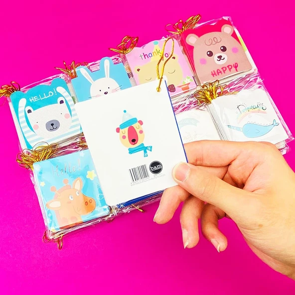 5 adet Karışık Sevimli Hayvanlar Mesaj/Tebrik Kartı - 6