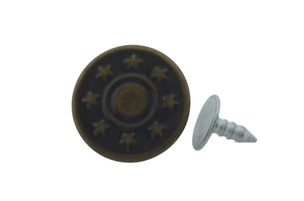 Küçük Boy 10 Adet Kot Pantolon Düğmesi, Jean Düğmesi Antik Sarı (bronz) 13mm - 4
