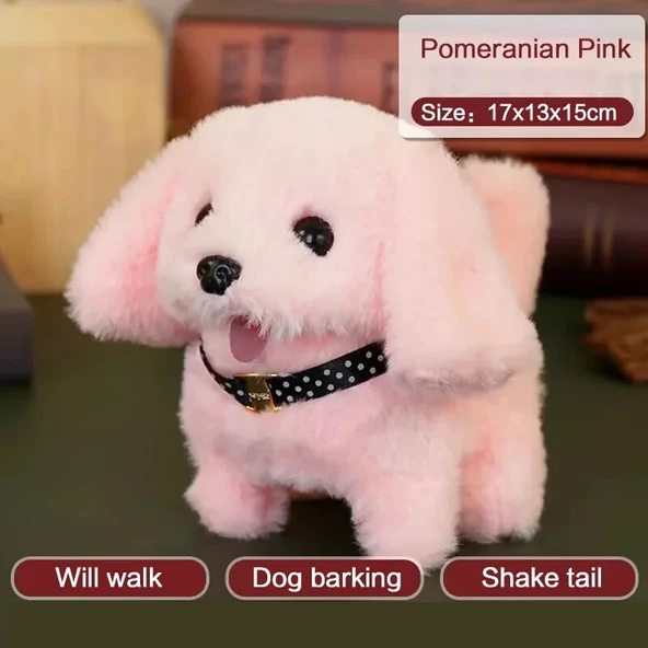 Gerçekçi Peluş Köpek Oyuncak - Pomeranian - Yürüyen ve Havlayan