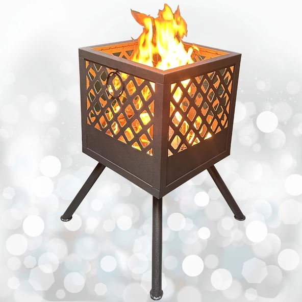 Şömine Bahçe Şöminesi Ateş Çukuru 60 Litre Geniş Hacim Bahçe Sobası Mangal Ateş Çanağı Fire Pit