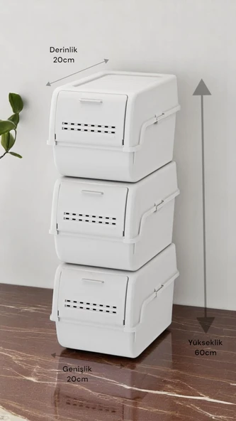Motek MT-40 S-Box 8 Litre 3'lü Çok Amaçlı Organizer Düzenleyici Gri ( 3*8Litre )