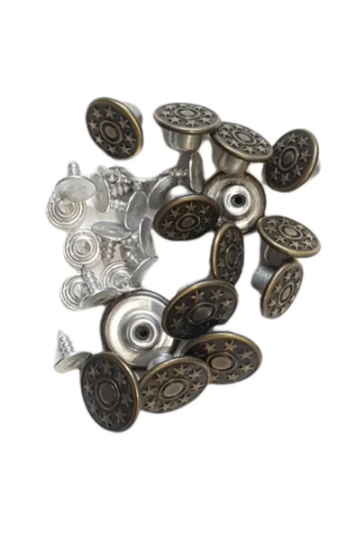Küçük Boy 10 Adet Kot Pantolon Düğmesi, Jean Düğmesi Antik Sarı (bronz) 13mm - 3