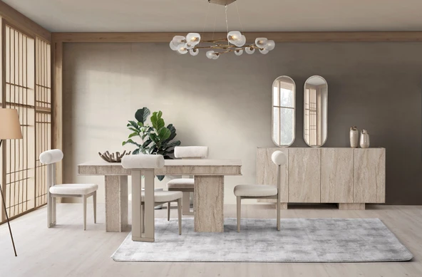 TRAVERTEN MDF YEMEK ODASI TAKIMI - 1