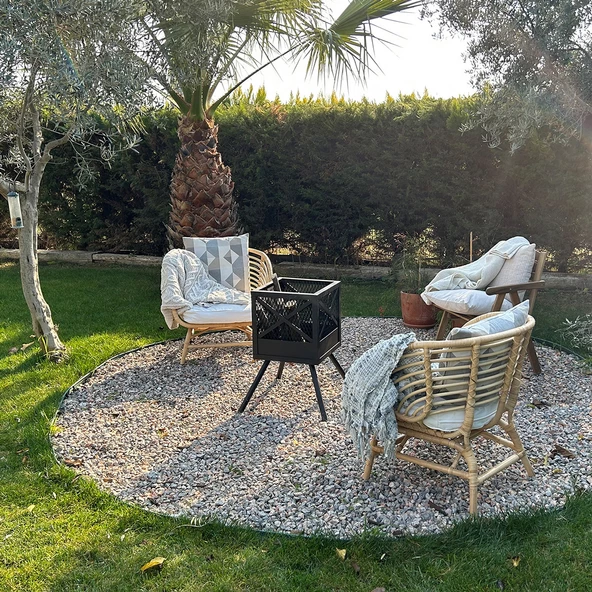 Şömine Bahçe Şöminesi Ateş Çukuru 60 Litre Geniş Hacim Bahçe Sobası Mangal Ateş Çanağı Fire Pit - 2