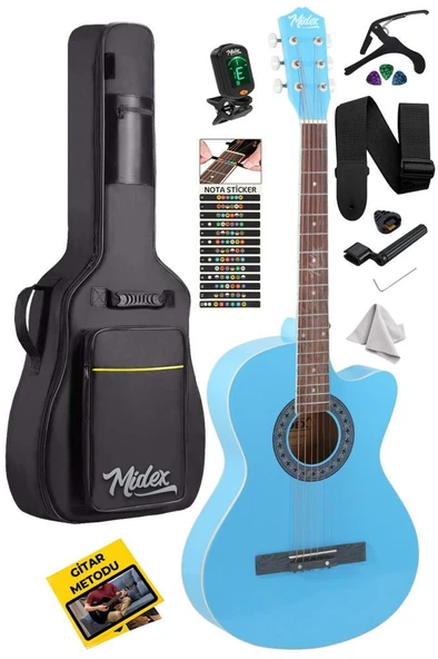 Midex XC-120LTB Kaliteli Akustik Gitar Gül Klavye Sap Ayarlı 4/4 Full Set ürün görseli 1
