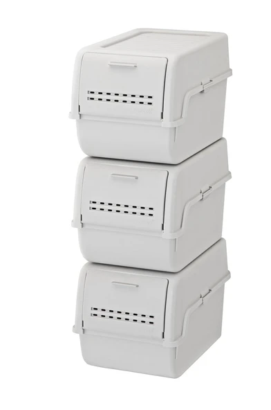 Motek MT-40 S-Box 8 Litre 3'lü Çok Amaçlı Organizer Düzenleyici Gri ( 3*8Litre ) - 3