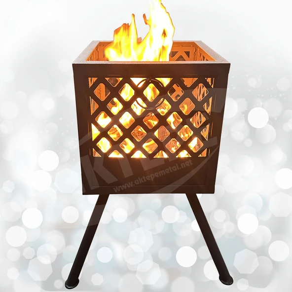 Şömine Bahçe Şöminesi Ateş Çukuru 60 Litre Geniş Hacim Bahçe Sobası Mangal Ateş Çanağı Fire Pit - 5