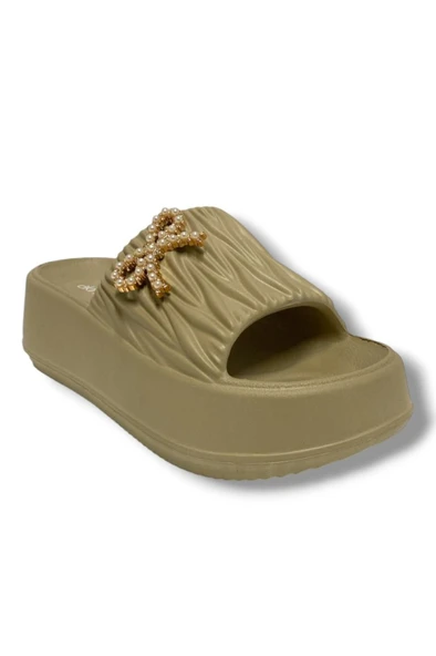 Akınal E462.Z.0001 Eva Anatomik İnci Taşlı Kurdele Kadın terlik ürün görseli 1