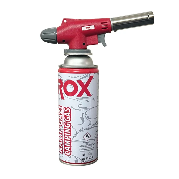 Rox Pro Ayarlı Pürmüz Gazlı Pürmüz Set Kamp Pürmüzü Çakmaklı Püzmüz Seti Kırmızı Gri