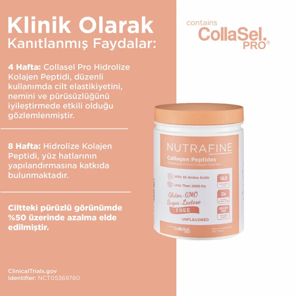 Collagen Premium Kalite Katkısız Doğal Tatsız ve Kokusuz %100 Çifte Hidrolize Kolajen Peptitler