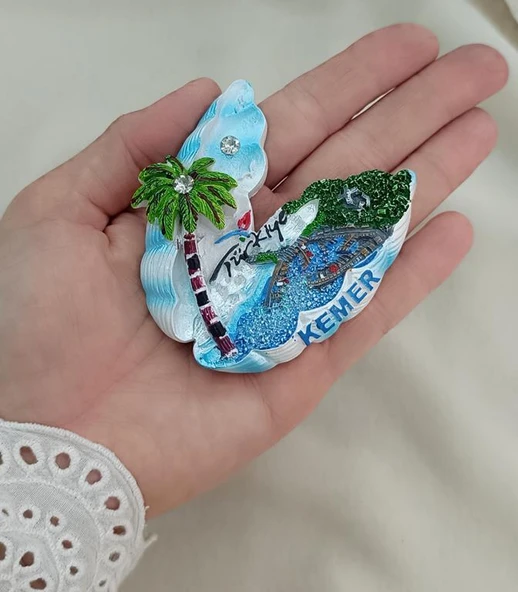 Magnet Midye Deniz Palmiye Nazar Göz Boncuk Taşlı Mıknatıslı Buzdolabı Süsü - Resim 2