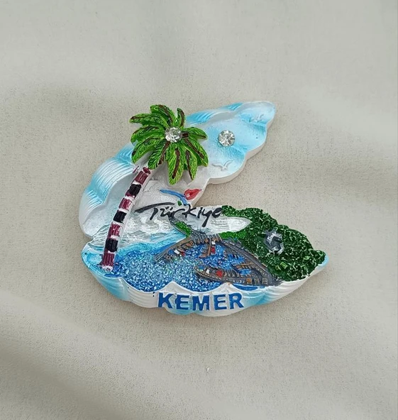 Magnet Midye Deniz Palmiye Nazar Göz Boncuk Taşlı Mıknatıslı Buzdolabı Süsü - Resim 3