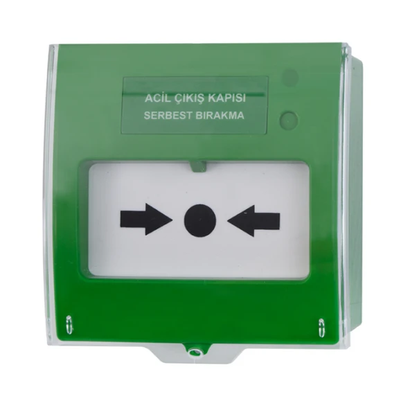 Teknim TFB-3165G Acil Çıkış Kapısı Serbest Bırakma Butonu, Yeşil EN54 Sertifikalı