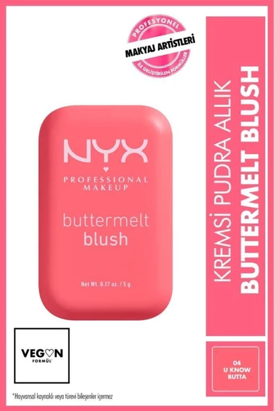 NYX Professional Makeup Buttermelt Blush Kremsi Pembe Pudra Allık - 04 U Know Butta - 7