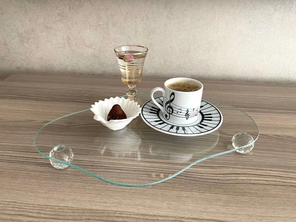 Cam Sunumluk sephpa üstü Pasta Tabağı kahve sunumu - 4