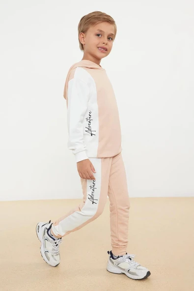 Erkek Çocuk İkili Eşofman Takımı Kapüşonlu Sweatshirt Pantolon Spor Adventure Baskılı