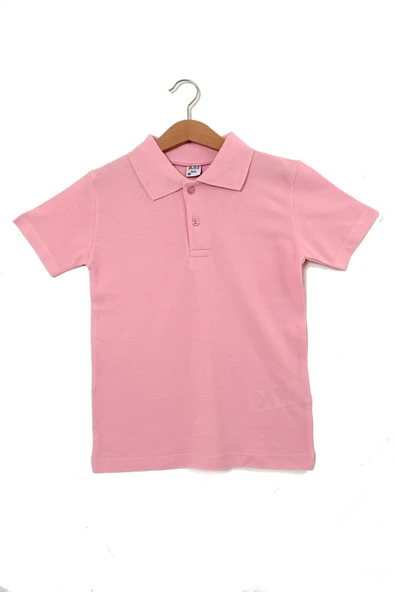 Erkek Çocuk Kısa Kollu Pembe Polo Yaka Tişört - Pamuklu Günlük Okul Kıyafeti - 9