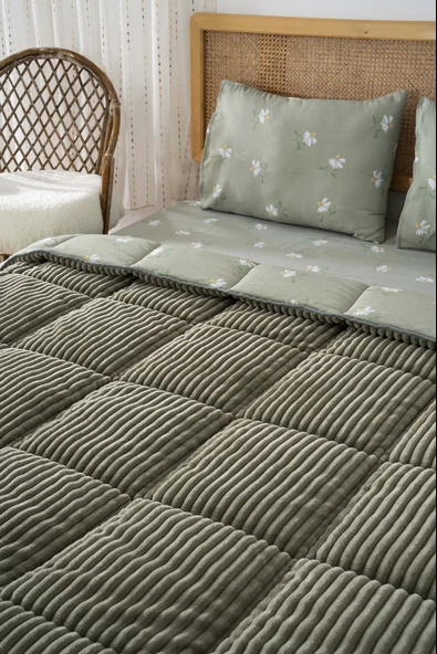 Rivaİstanbul Yeşil Papatya Tek Kişilik Tresa Uyku Seti - Resim 4