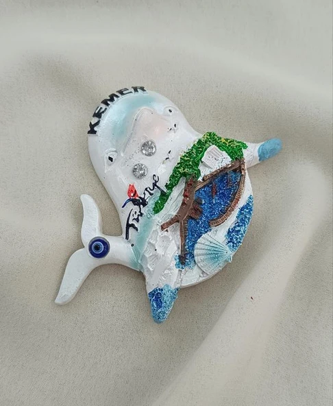 Magnet Yunus Balık Palmiye Nazar Göz Boncuk Taşlı Mıknatıslı Buzdolabı Süsü - 3