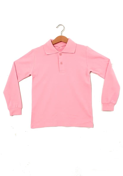 Erkek Çocuk Uzun Kollu Pembe Polo Yaka Tişört - Pamuklu Günlük Okul Kıyafeti - 9