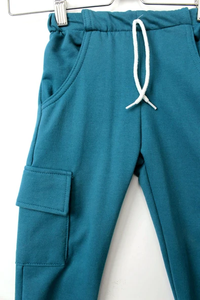 Erkek Çocuk Mavi Cepli Mevsimlik Eşofman Takımı | Rahat Sweatshirt ve Jogger Alt - 4
