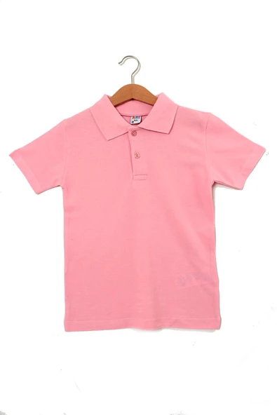 Erkek Çocuk Kısa Kollu Pembe Polo Yaka Tişört - Pamuklu Günlük Okul Kıyafeti