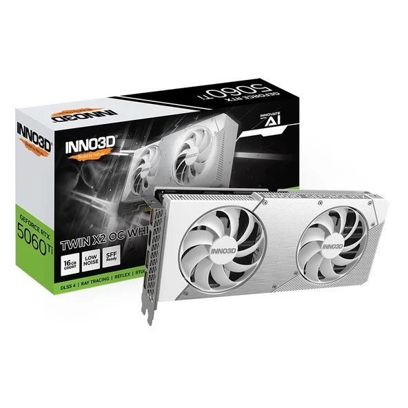 Inno3D GeForce RTX5060Ti 16GB Twin X2 OC White 128Bit GDDR7 Ekran Kartı N506T2-16D7X-191073W