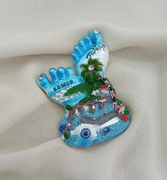 Magnet Ayak Parmak Palmiye Nazar Göz Boncuk Taşlı Mıknatıslı Buzdolabı Süsü ürün görseli 1